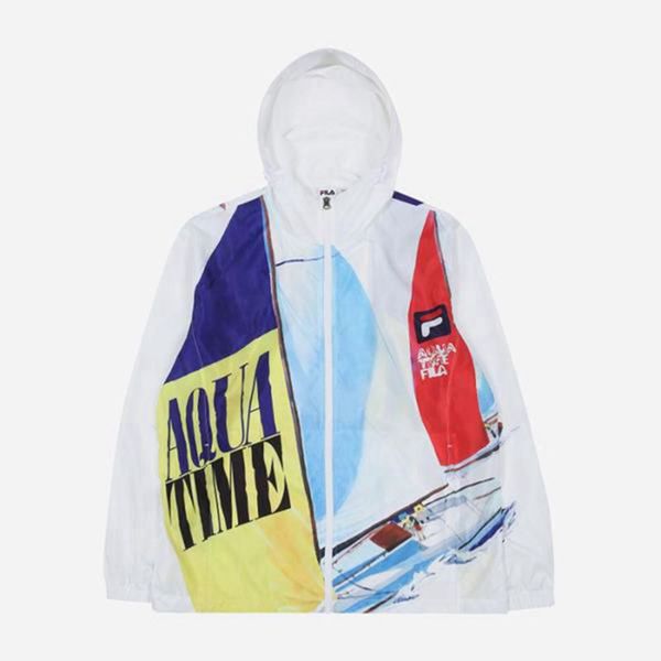 Fila Aqua Time Graphic Women's Jackets - White,NZ 705-53260